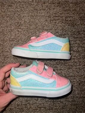 Toddler Pastel Glitter Vans - Pink, Blue & Yellow